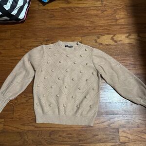 Simplee Apparel Beige Sweater with Textured Pattern